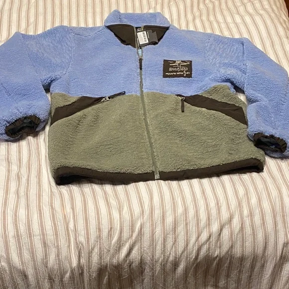 Blue and Green Fleece Sherpa Jacket - Picture 1 of 12